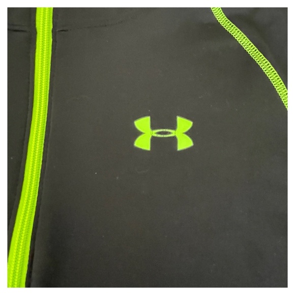 Under Armour Men’s XXL ColdGear ¼ Zip Pullover Black Neon Green Athletic Top EUC - Picture 6 of 14